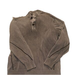 BKE Buckle Mens Grey Washed 4 Button Lightweight Long Sleeve Sweater XL  C8